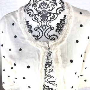 Wanko Sweater Black  Polka Dot Knit Open Cardigan